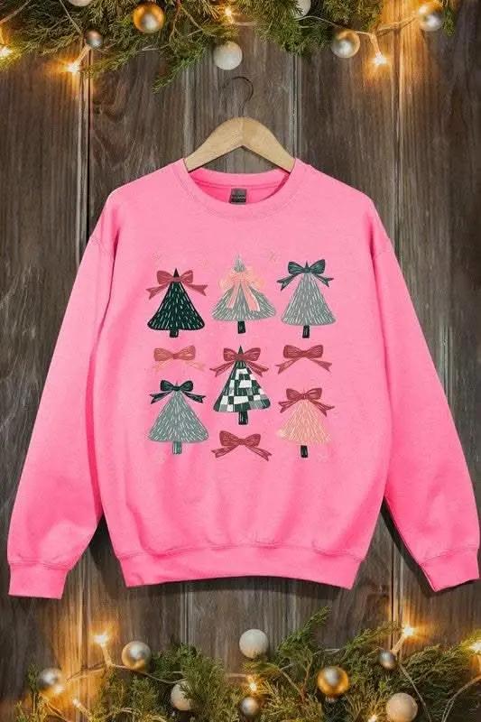 Coquette Christmas Tree Graphic Fleece Sweatshirts - Love Salve